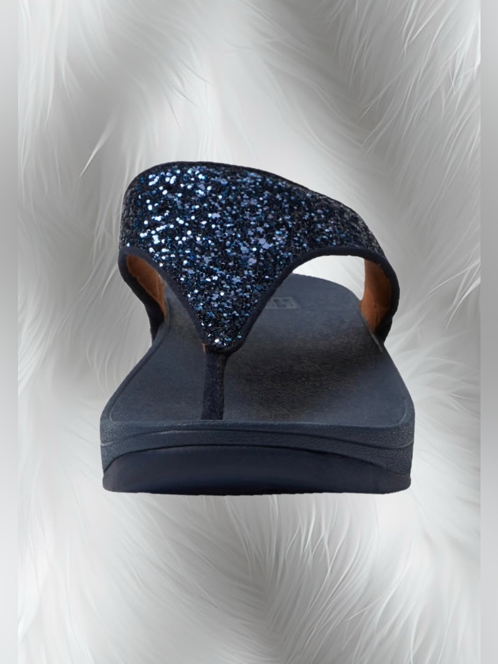 FitFlop Lulu Glitter Thong Wedge Sandals in Midnight Navy - Picture 3 of 8